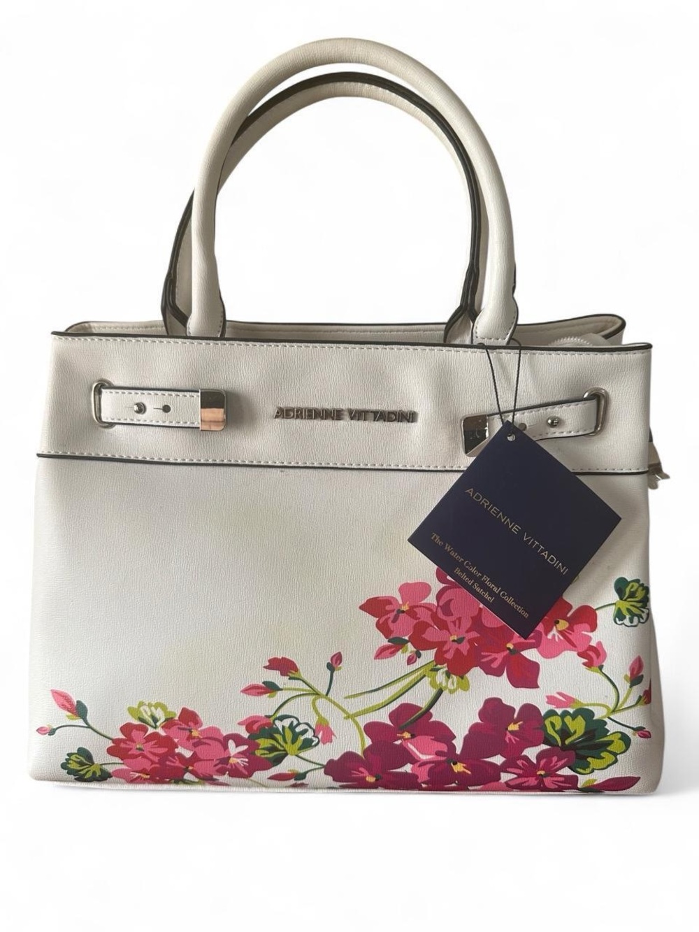 Adrienne Vittadini The Water Color Collection Belted Satchel In White